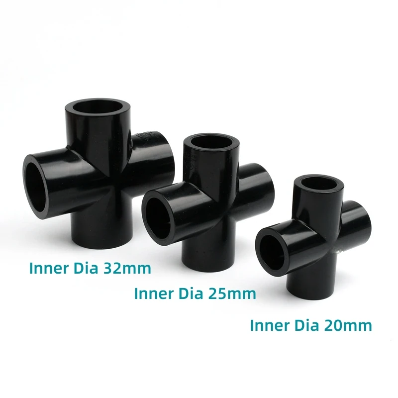 1~15PCS 20/25/32mm Black PVC Pipe Cross 4-Way Thicken Connector Aquarium Tank Drainage Adapter Garden Irrigation Feedwater Joint