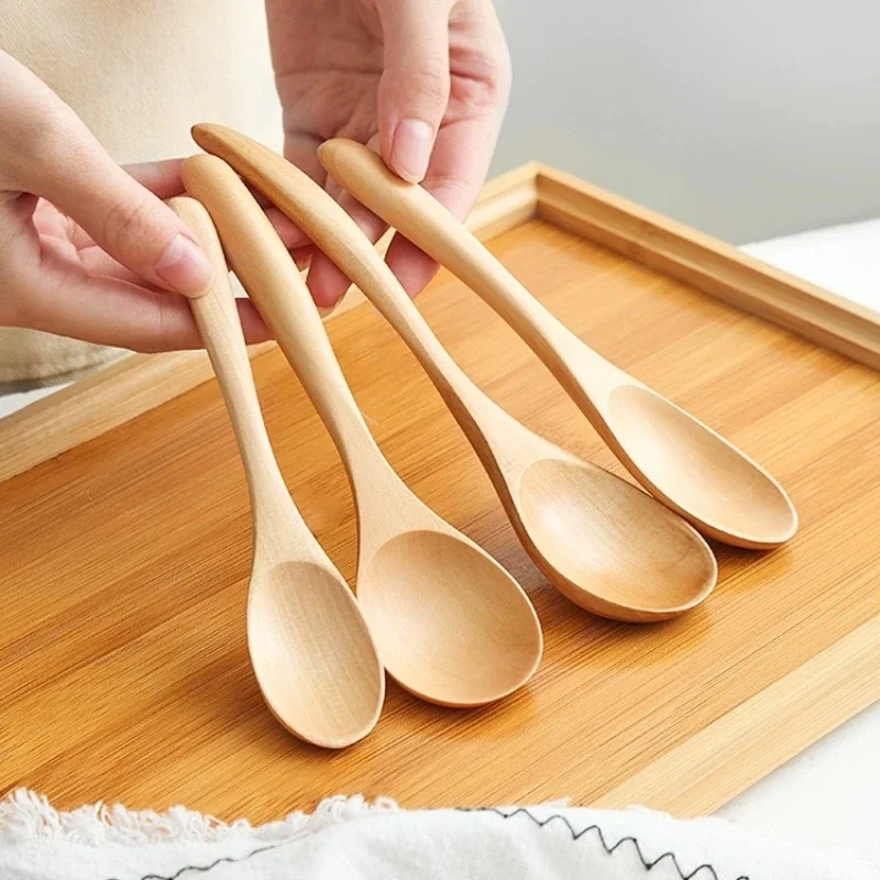 Log Color Wooden Spoon Japanese Style Natural Wood Rice Soup Coffee Dessert Children Spoon Seasoning Bento Spoon