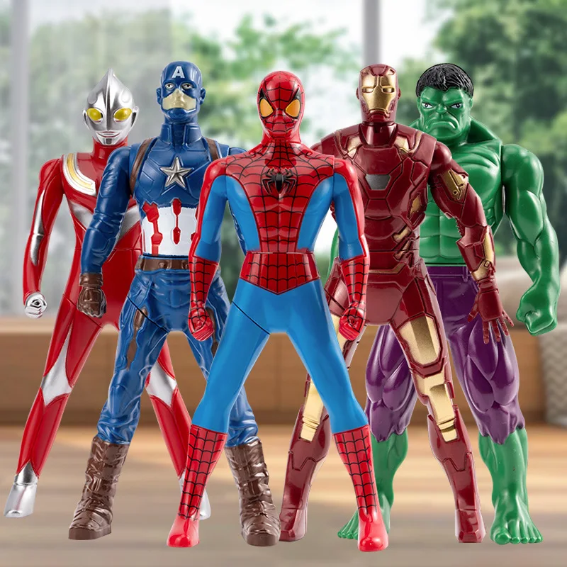 18cm Disney Spiderman Hulk Ironman Action Figure Christmas Gift Pvc Movable Joints Rotatable Doll Collection Model Gifts