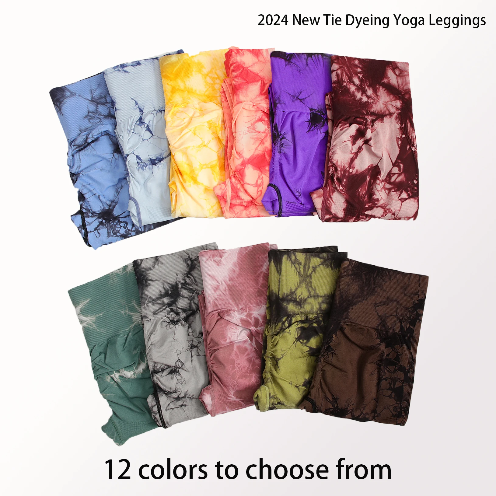 2024 New Tie Dye Gym Leggings Women Fitness Push Up Casual Sport Leggings Of Women  Running Outdoors