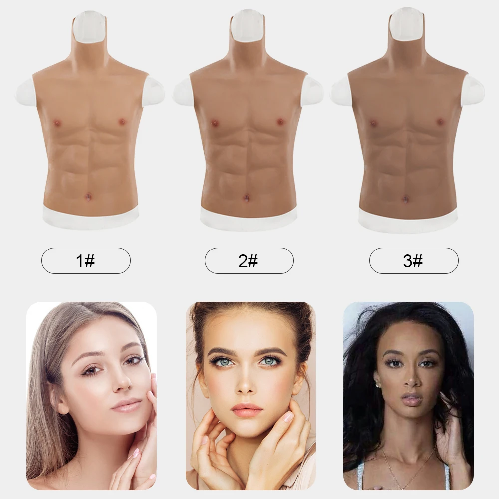 Tgirl Fake Men Chest Crossdresser Muscle Suit Macho Silicone Belly Artificial Simulation  Abs for Transgender Cosplay Male pecto