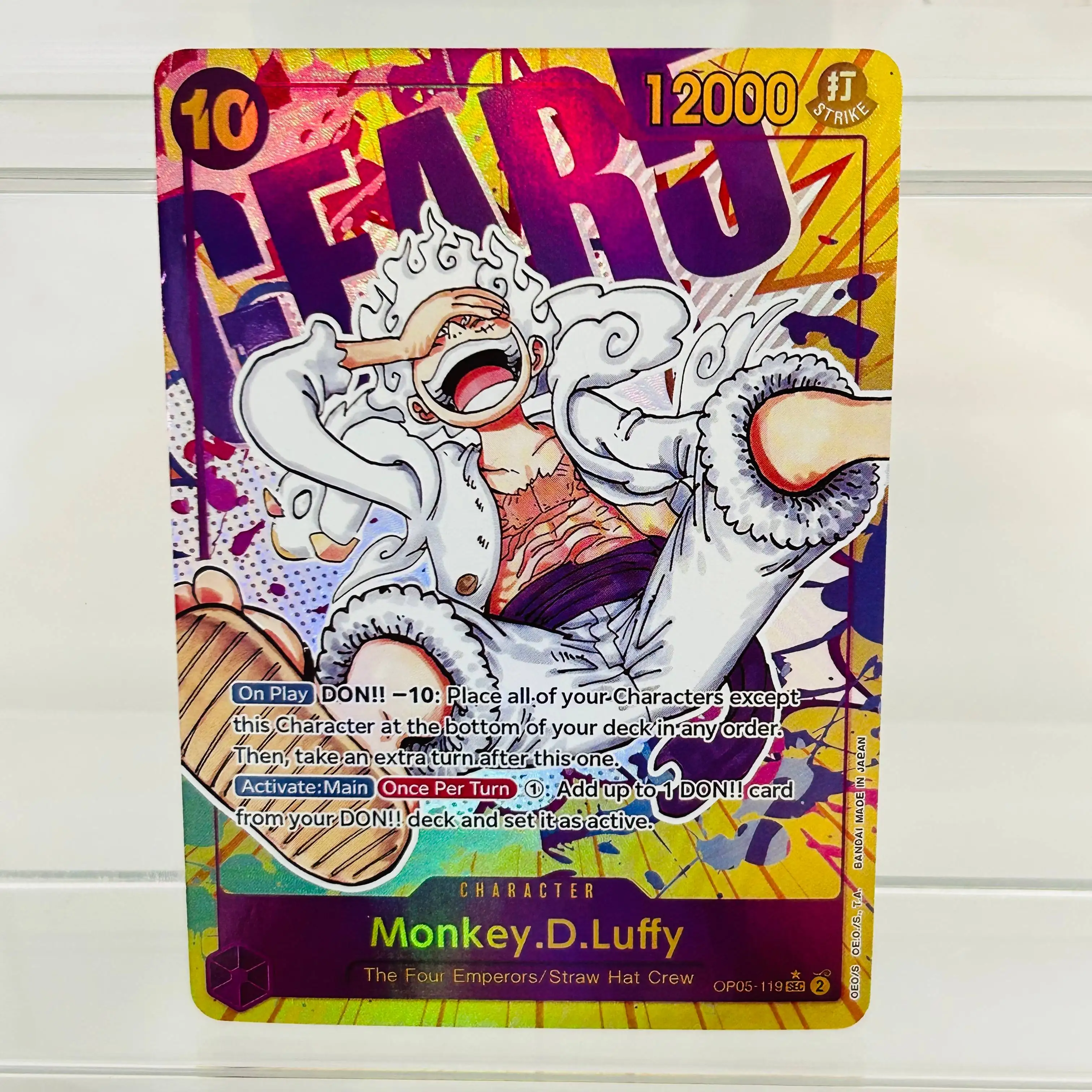 Tarjeta Coleccionable de Anime One Piece Monkey D. Luffy Gear 5 OP05-119 en Inglés con Textura Holográfica en Perfecto Estado