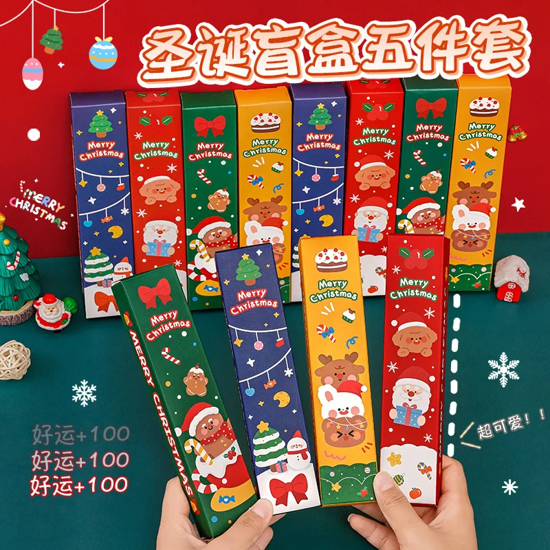 Merry Christmas Gel Pen Set Cartoon Gingerbread Man, Elk Ink Pen Refill Sticker School Office Writing Supplies