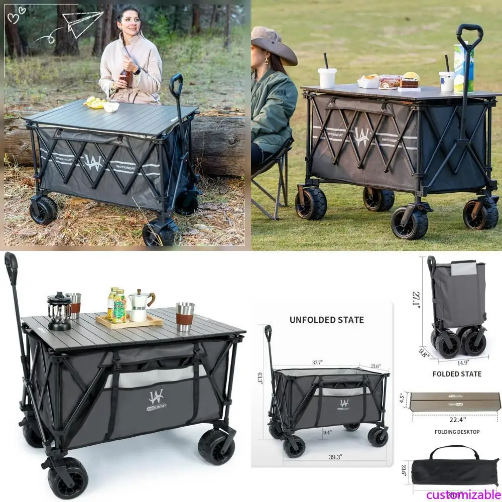 

Folding Heavy-Duty Outdoor Utility Wagon with 440 lbs Capacity and All-Terrain Wheels for Camping and Park Use