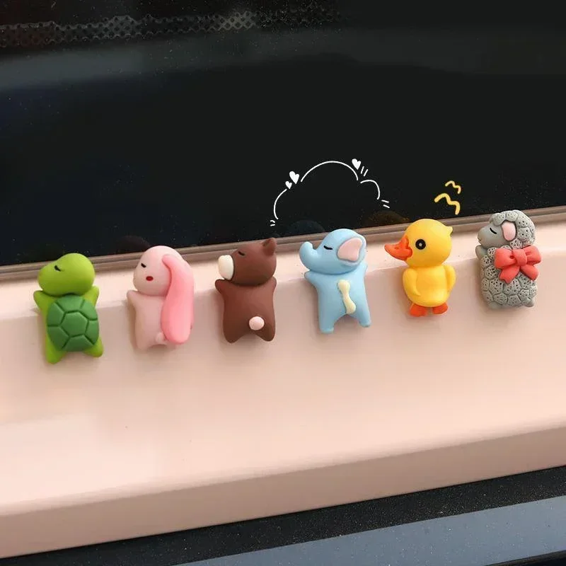 6pcs Cute Mini Ducks Car Interior Decoration Funny Cartoon Animal Auto Center Console Rearview Mirror Ornaments Car Accessories