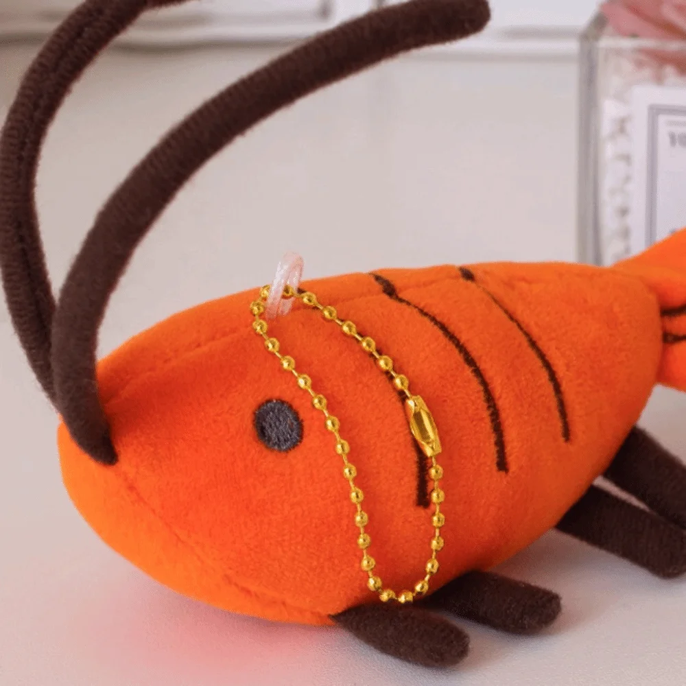 Lovely Stuffed Lobster Pendant Animal Soft Shrimp Pendant Cute Funny Design Shrimp Keychain Birthday Gifts