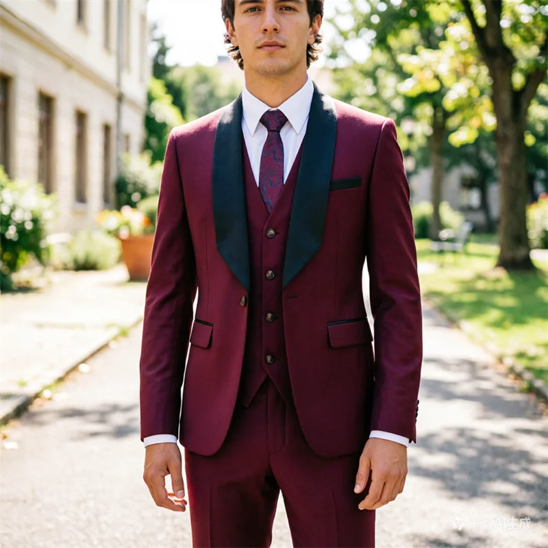 

Новый мужской однотонный деловой костюм-тройка, модный и лаконичный мужской костюм для бизнеса и торжественных мероприятий, европейские размеры