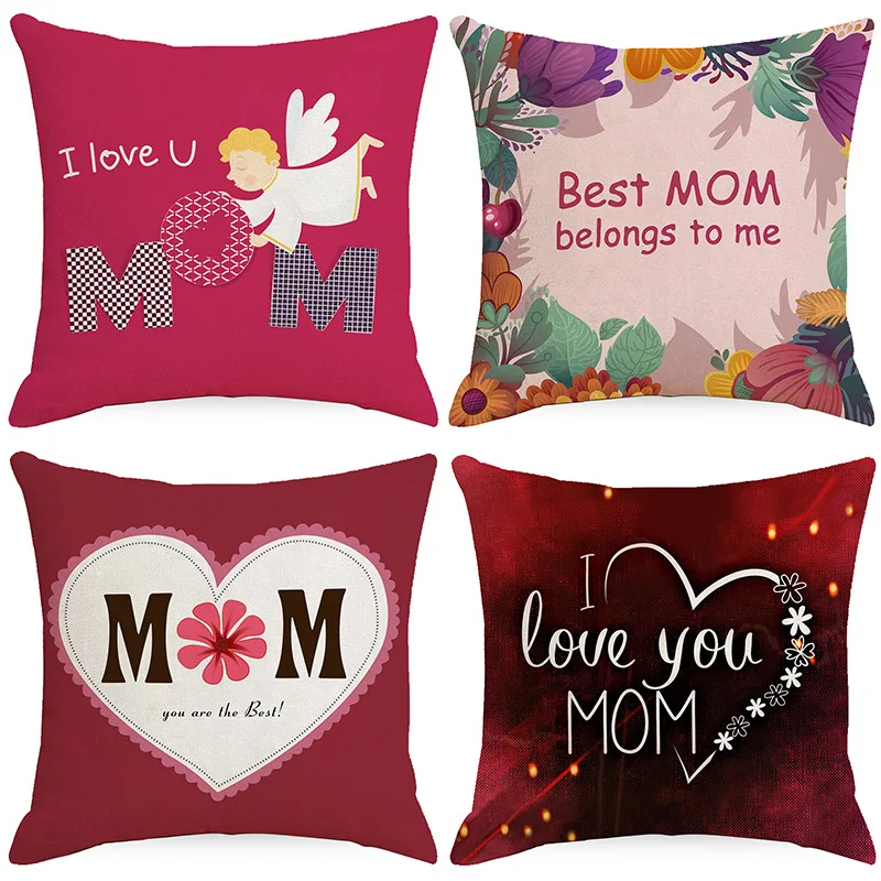 Mother's Day Love Best MOM Belongs To Me Cushion Cover Case Pillowcases Home Sofa Bed Decorative Linen Throw Pillows Coussin