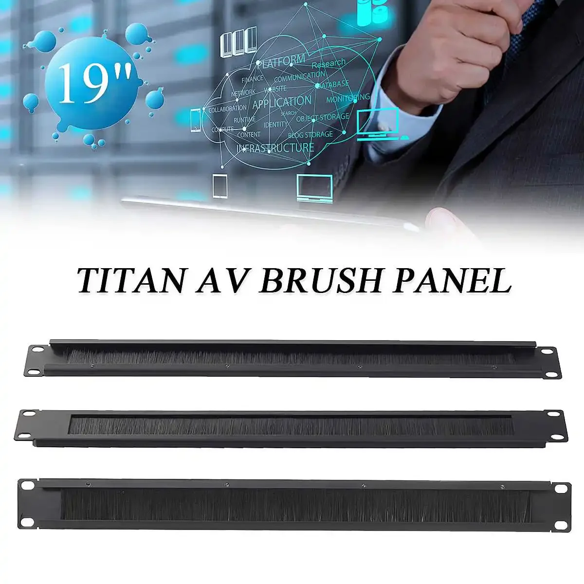 1U 19 Inch Rack Mount IT Network Cabinet Brush Panel Bar Slot For Cable Management