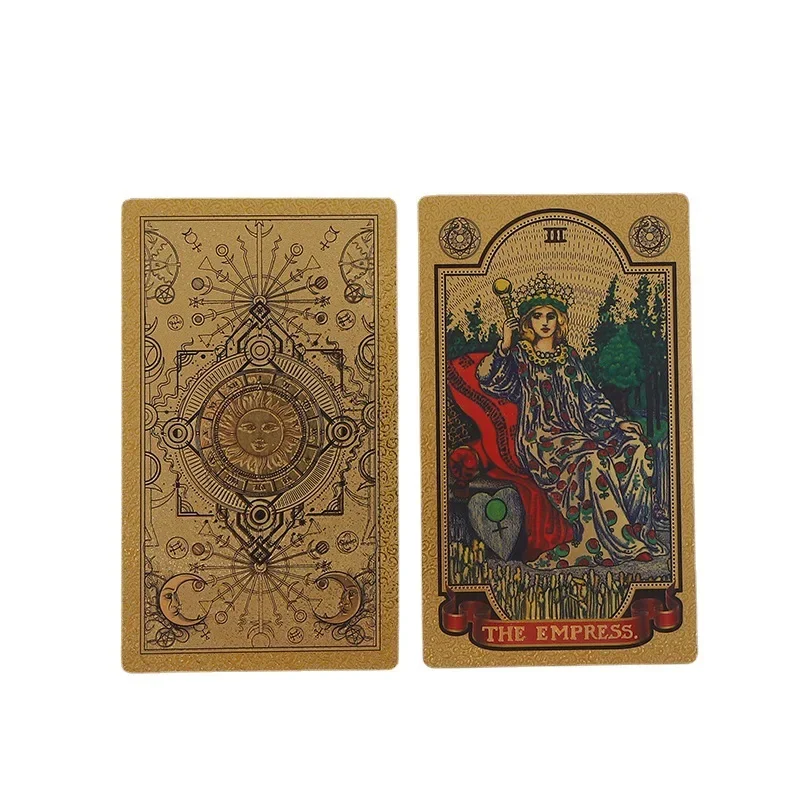 Golden Foil Plastic Tarot Cards Full English Edition Magician Tarot Deck Waterproof Board Game With English Rules