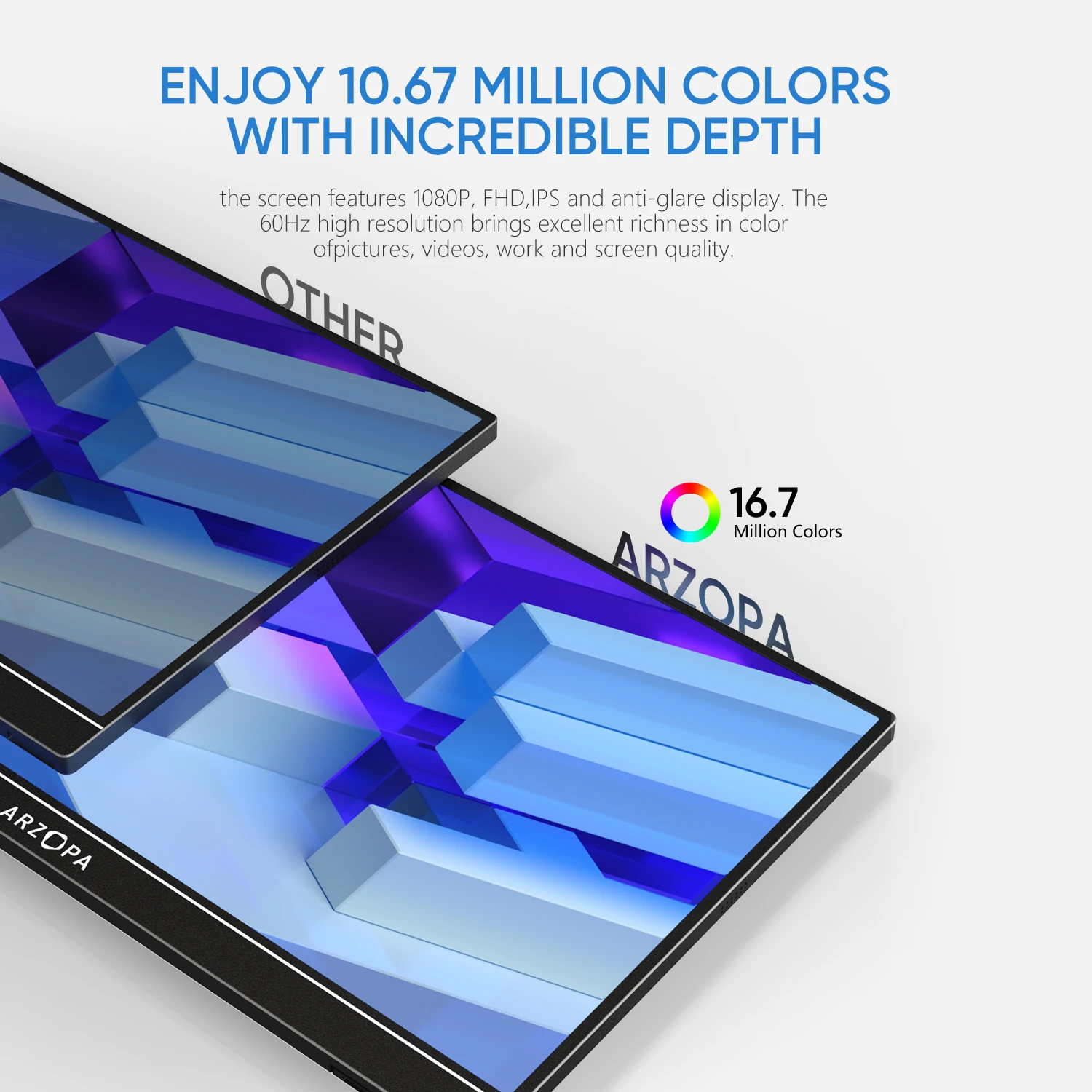 Arzopa 15.6 ''FHD 1080P จอภาพแบบพกพาพร้อม HDMI USB IPS IPS จอภาพที่สองภายนอกสำหรับพีซีแล็ปท็อป Mac สวิตช์ Xbox PS4โต๊ะ S1