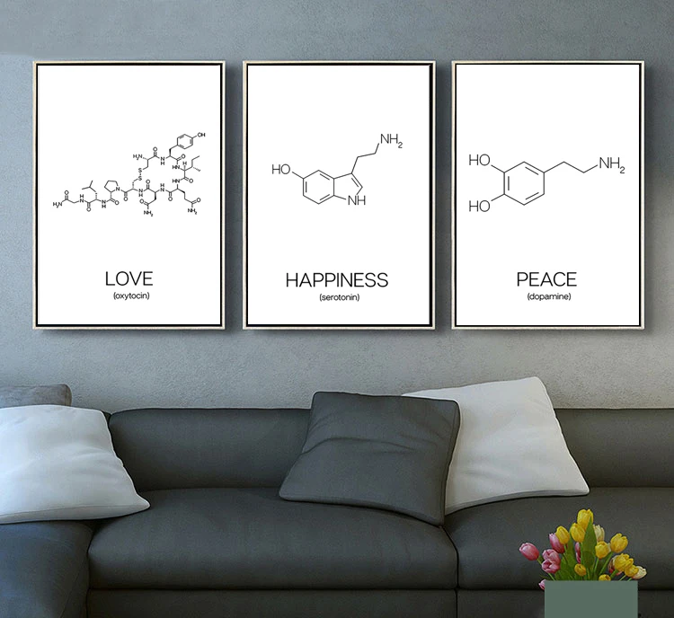 Chemistry Science Oxytocin Dopamine Molecular Wall Art Canvas Painting Poster Print Structure Picture Classroom School Lab Decor