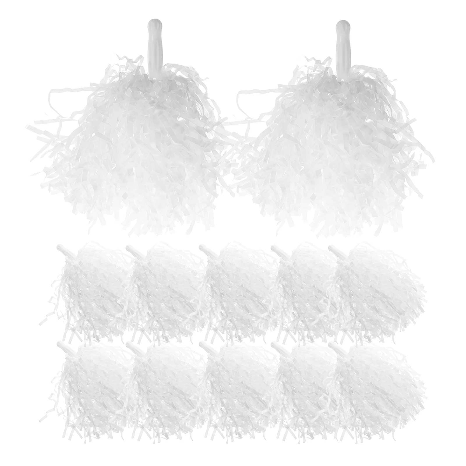 12 قطعة من ملحقات فريق الرقص الأبيض بوم بومس للتشجيع القابلة لإعادة الاستخدام للمسابقات الرياضية وتجمعات المهرجانات