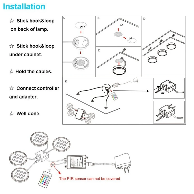 RGB LED Caravan RV Lights 12V Wireless Dimming Remote Control Color Changing Kitchen Counter Closet Bookcase