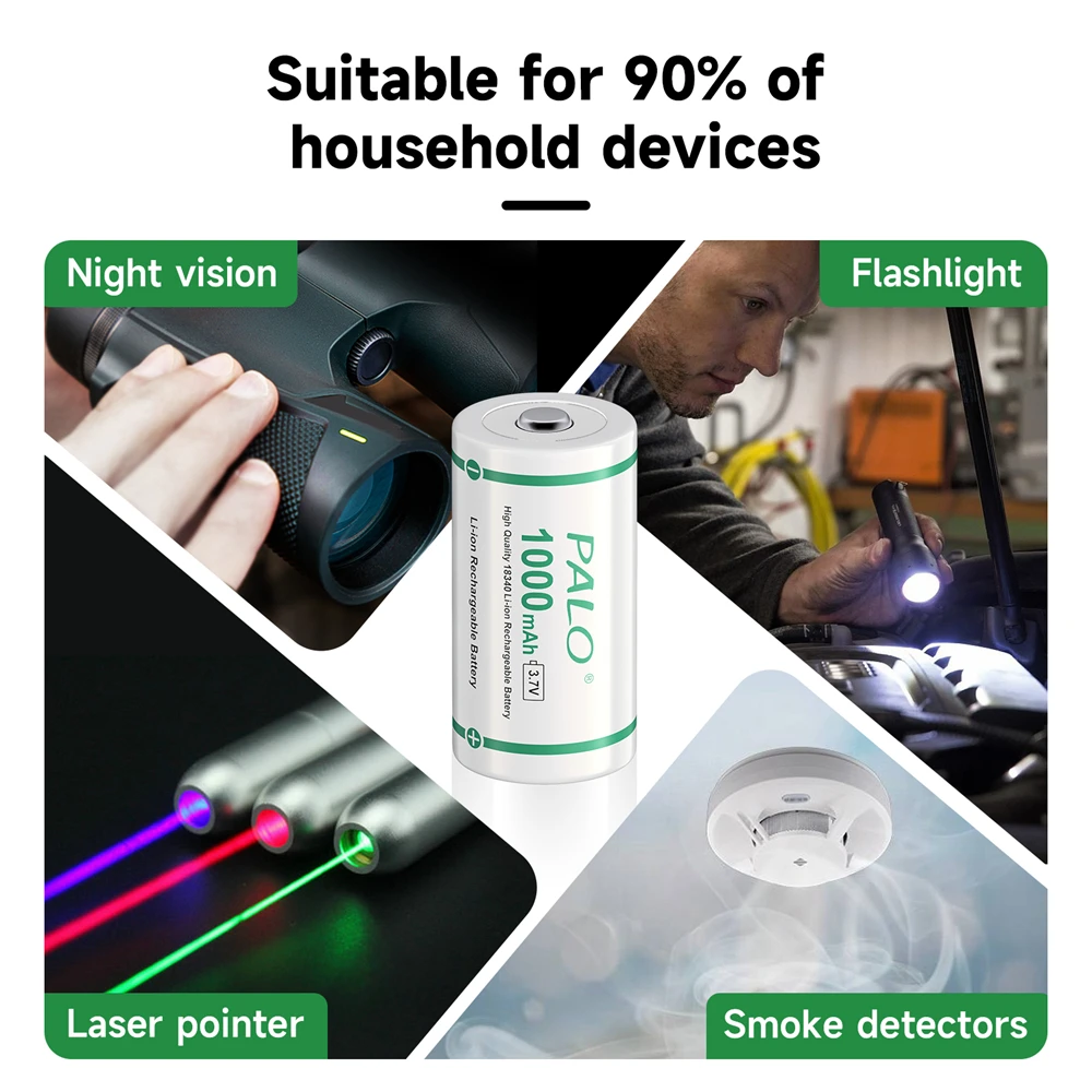 Palo-batería de litio recargable para cigarrillo electrónico, Pila de Iones de litio de 18350 V, 3,7 mAh, para instrumentos médicos, ratón inalámbrico, 1000