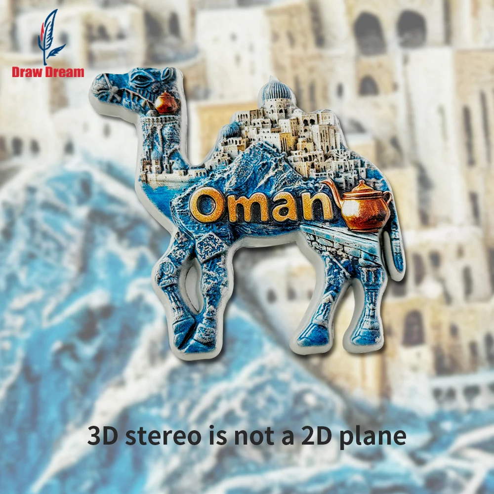 1PC Oman Desert Camel Creative 3D Sticker for Refrigerator, Travel Souvenir, Home Decoration, Elegant Gift