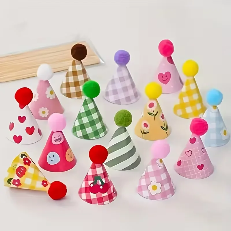 30 Stück Mini Bunte Partyhüte Geschenkdekoration Tortendekoration Dessertflaggen für Hochzeit Kindergeburtstag DIY Deko Babyparty – Detail 6