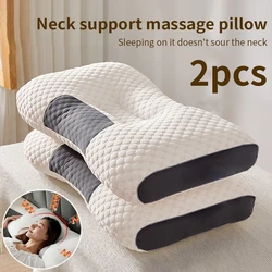 2Pcs New Neck Pillow Help Sleep And Protect The Neck Cervical Orthopedic Household Soybean Fiber Massage SPA Pillow For Sleeping
