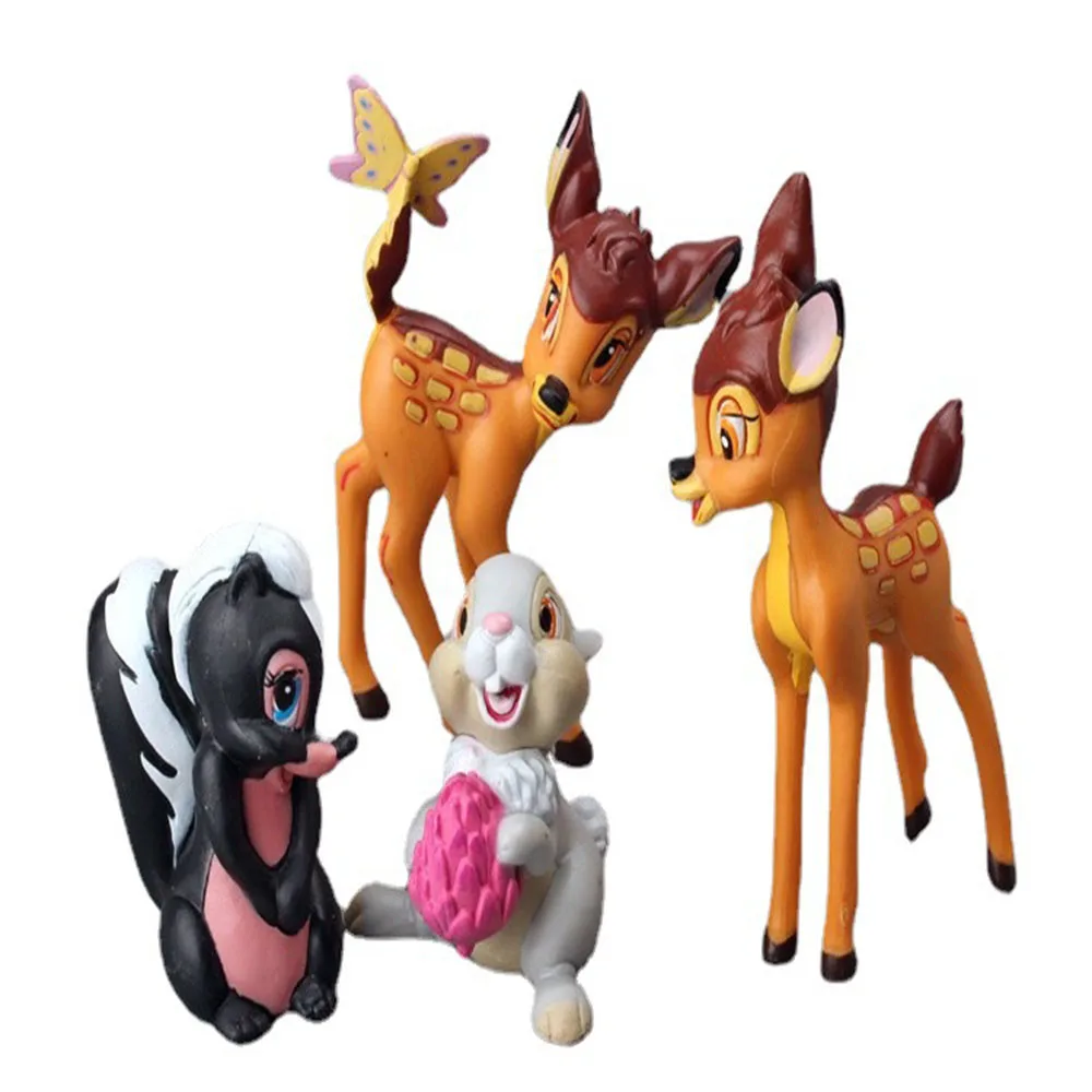 Cartoon Bambi Deer 7Pcs/set Toys PVC Action Figures Rabbit Figurine Squirrel Cute Animal Model Doll Gifts Cake Baking Decoration