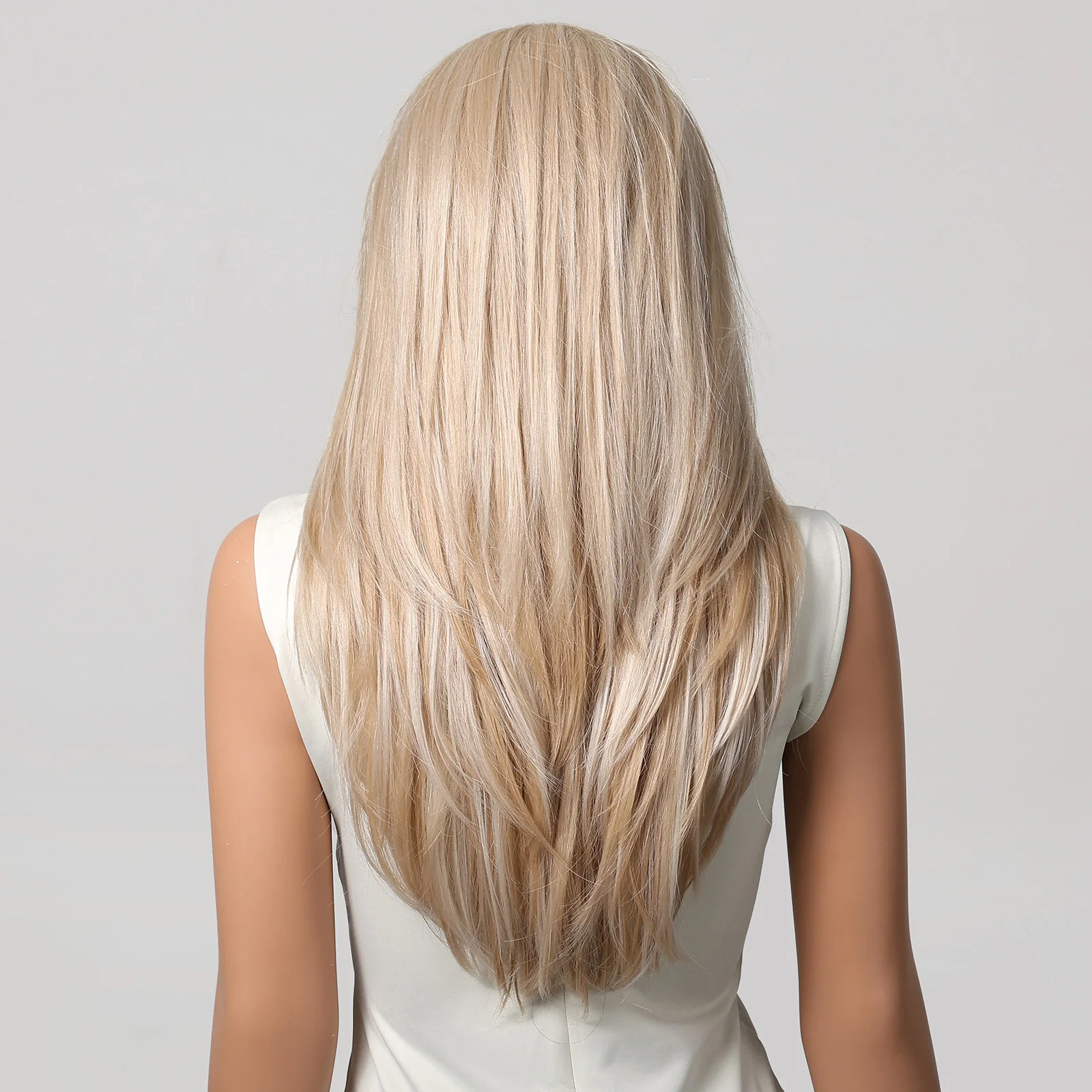 13x6 Lace Frontal Synthetic Wigs Long Straight Hair Blonde Platinum Wigs Daily Use Party Wig for White Women Heat Resistant Wigs