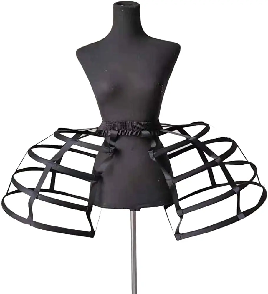 Women's Victorian Elizabeth Cage Hoop Skirt Double Pannier Bustle Cage Underskirt