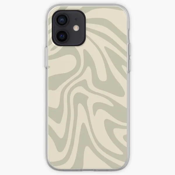 Sage Green Retro Liquid Swirl Iphone Tou  Phone Case Customizable for iPhone 11 12 13 14 Pro Max Mini X XS XR Max 6 6S 7 8 Plus