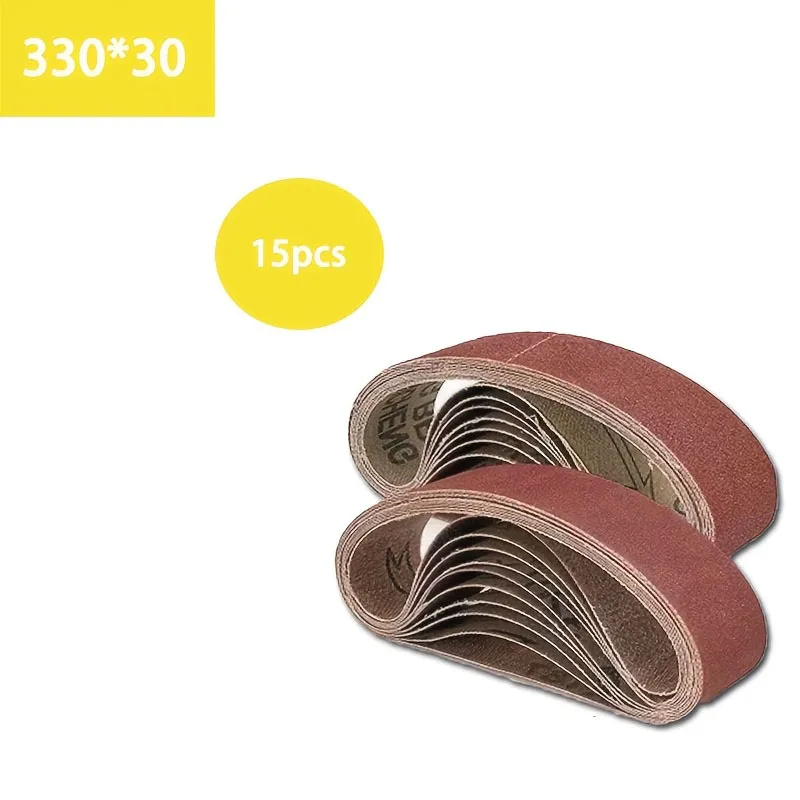 15Pcs 330*30mm Red Sand Belts Assorted 80-1000 Grit Aluminum Oxide Sandpaper Bands for Portable Belt Sander Wood Metal Grinding