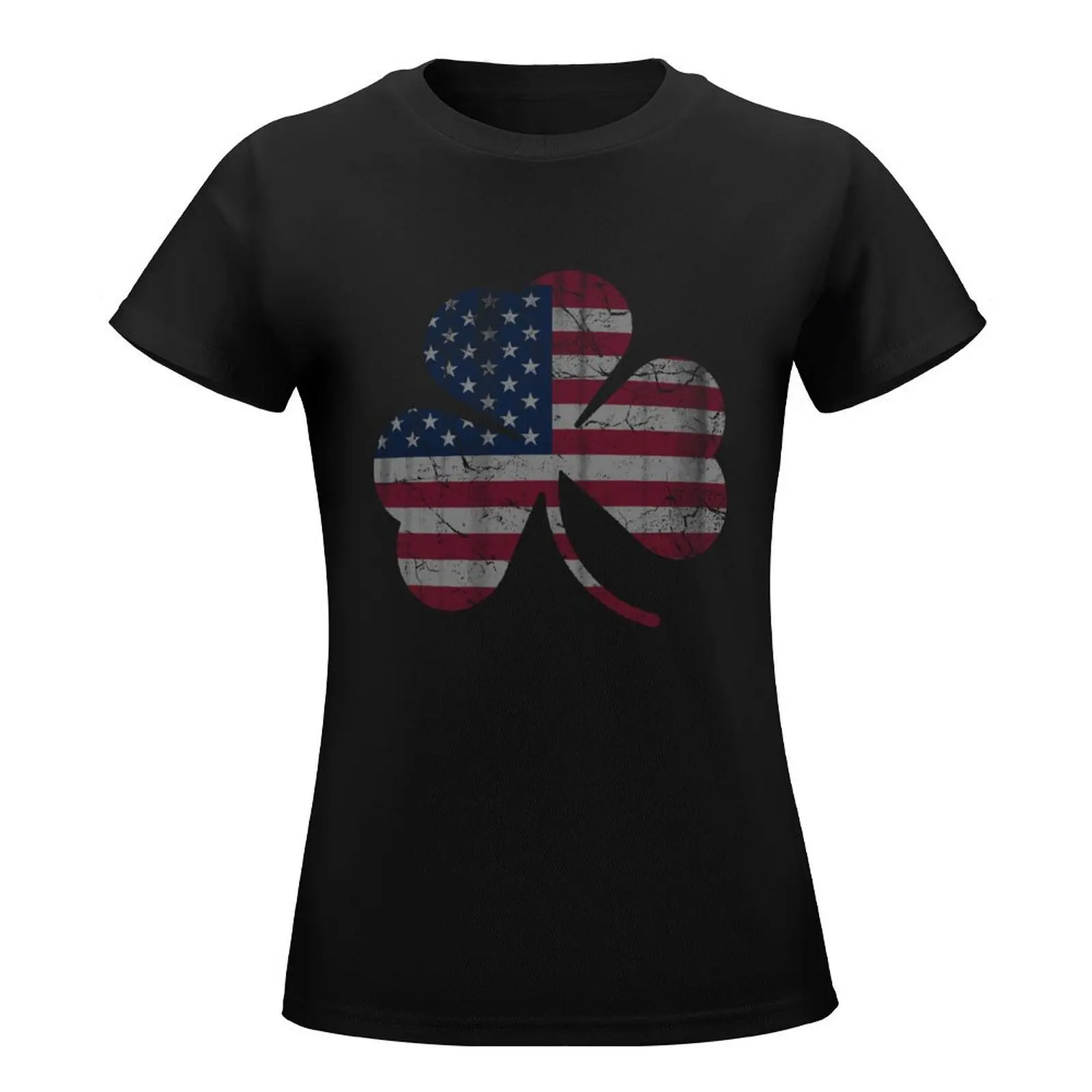 Irish American Flag Shamrock T-Shirt female vintage clothes tops Women