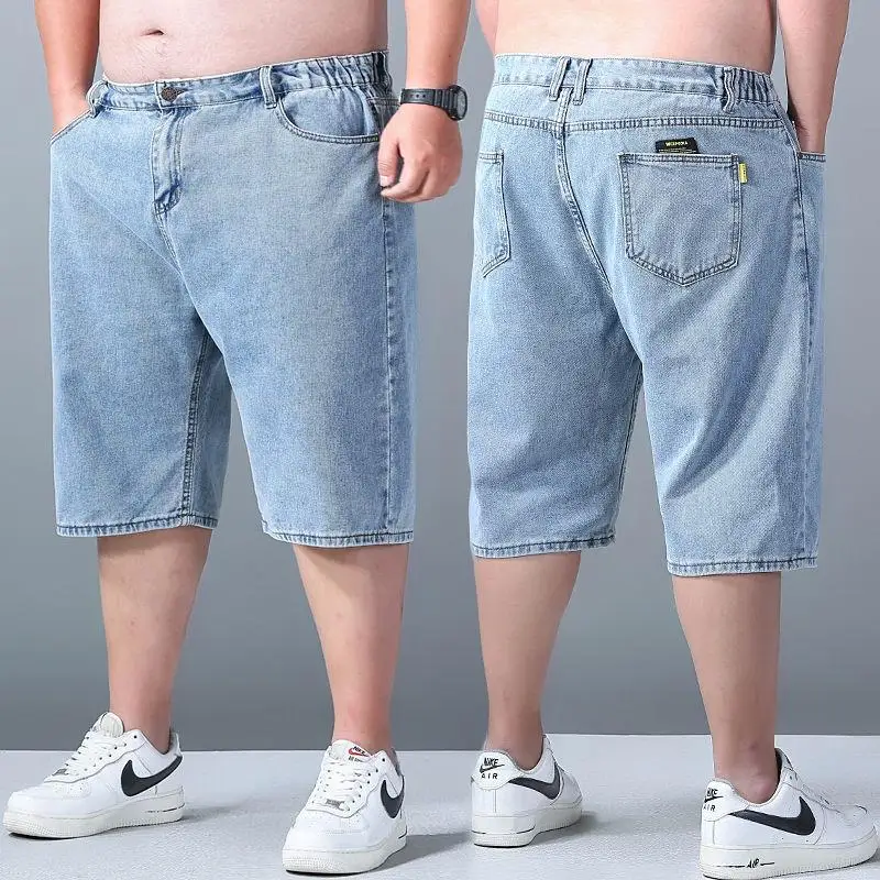 Jean court en denim pour homme, pantalon court, coupe droite, grande taille, été