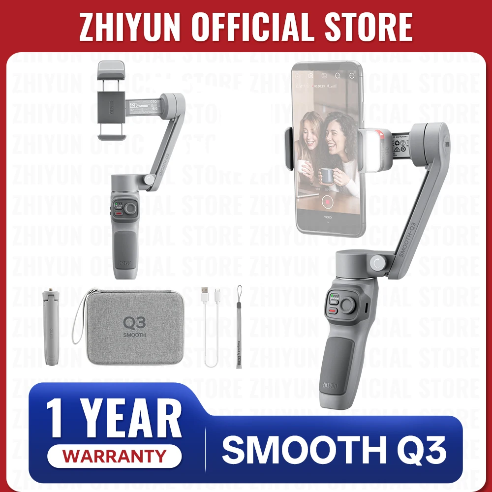 ZHIYUN Official SMOOTH Q3 Portable Phone Gimbal 3-Axis Handheld Stabilizer for iPhone 14 pro max /Huawei/Xiaomi