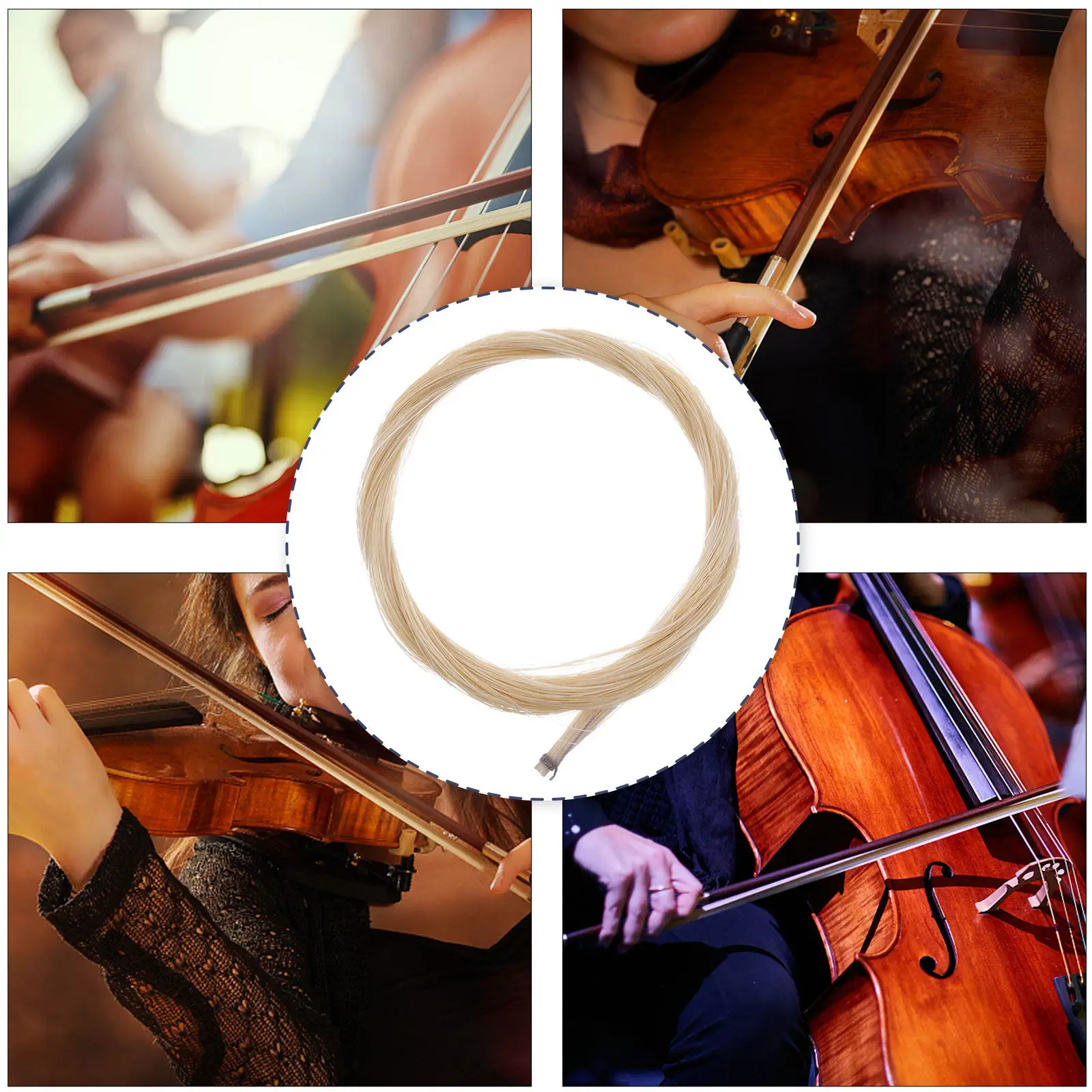 Horse Hair for Violin Erhu Musical Instrument Cello Bow Hairs Accessory Beginner's Horsehair - view 3