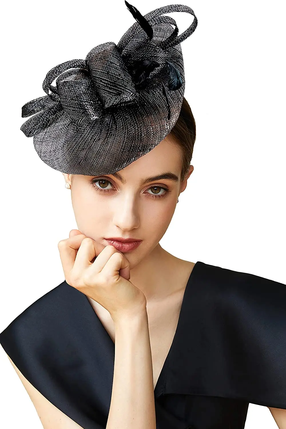 Women\'s Pillbox Fascinator Hat Kentucky Hat Feather Derby Sinamay Fascinator Headband Tea Party Fascinator Hat for Cocktail