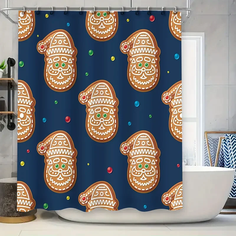 

Рождественский пряничный человечек занавеска для душа Праздничный декор для вашей ванной комнаты!