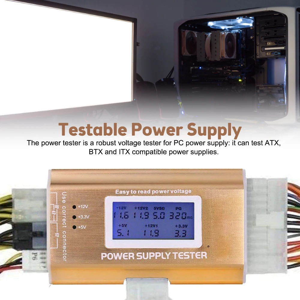 Imagem -05 - Digital Lcd Display Poder Medição Ferramenta Tester Diagnóstico Atx Fonte de Verificação 20 Pin 24 Pin Verificação de Energia