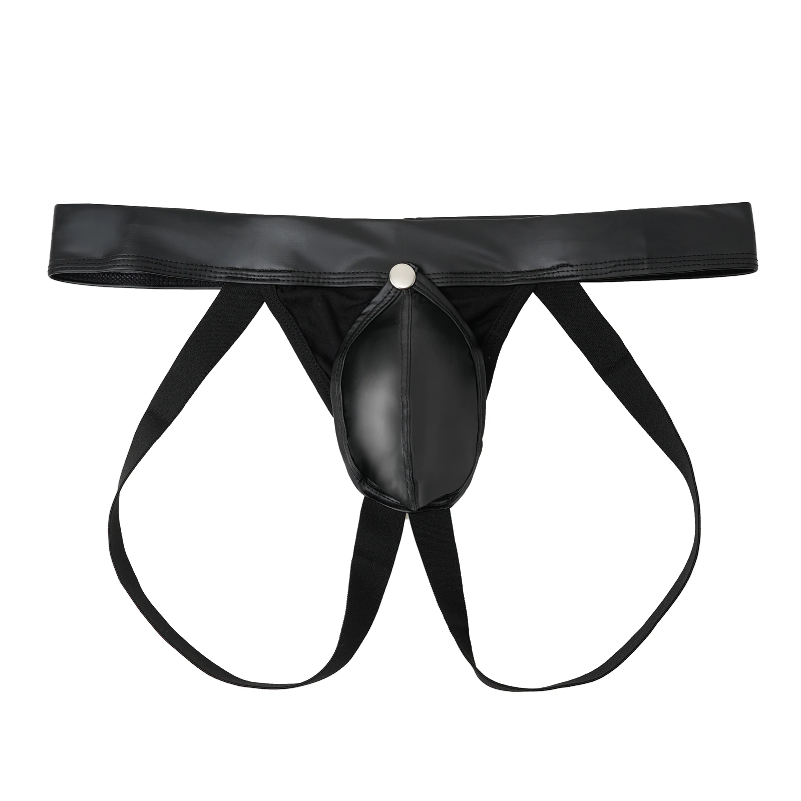Man Athletic Jockstrap PU Faux Leather Winter Underwear Fitness Detachable Bulge Pouch Underpants Sports Sexy Jock Strap Gymwear
