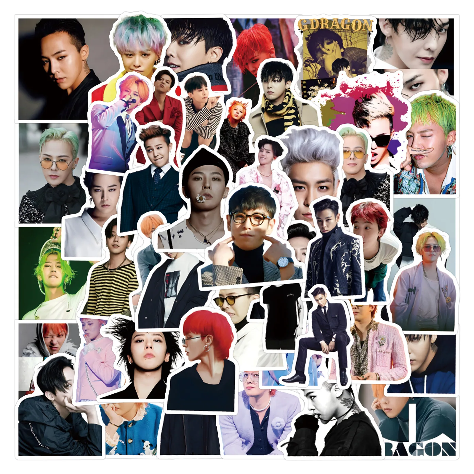 55 adesivi impermeabili per computer con tazza d'acqua per valigia decorativa stella coreana G-Dragon