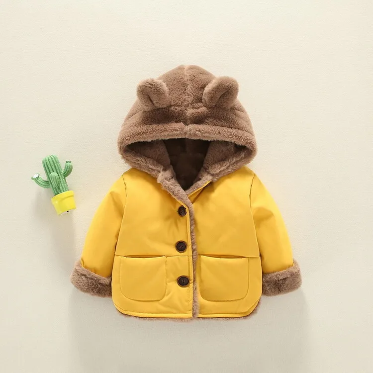 Girls Boys Coat Wool Thickened Winter Coat 2024 New Style Autumn Winter Cotton-padded Jacket Korean Simple Style Clothes