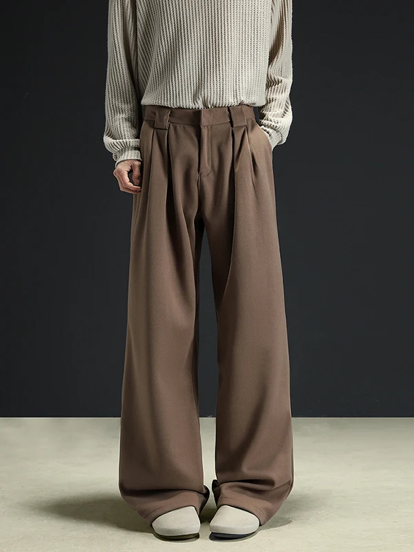 

American Retro 3D Suit Pants Men Women Autumn Winter Trendy Brand Semi-Elastic Waist Wide Leg Loose Straight Casual Pants