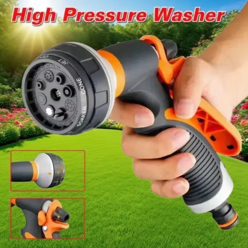 Adjustable High-Pressure Garden Watering Gun Multi-Functional Telescopic Hose for Cleaning