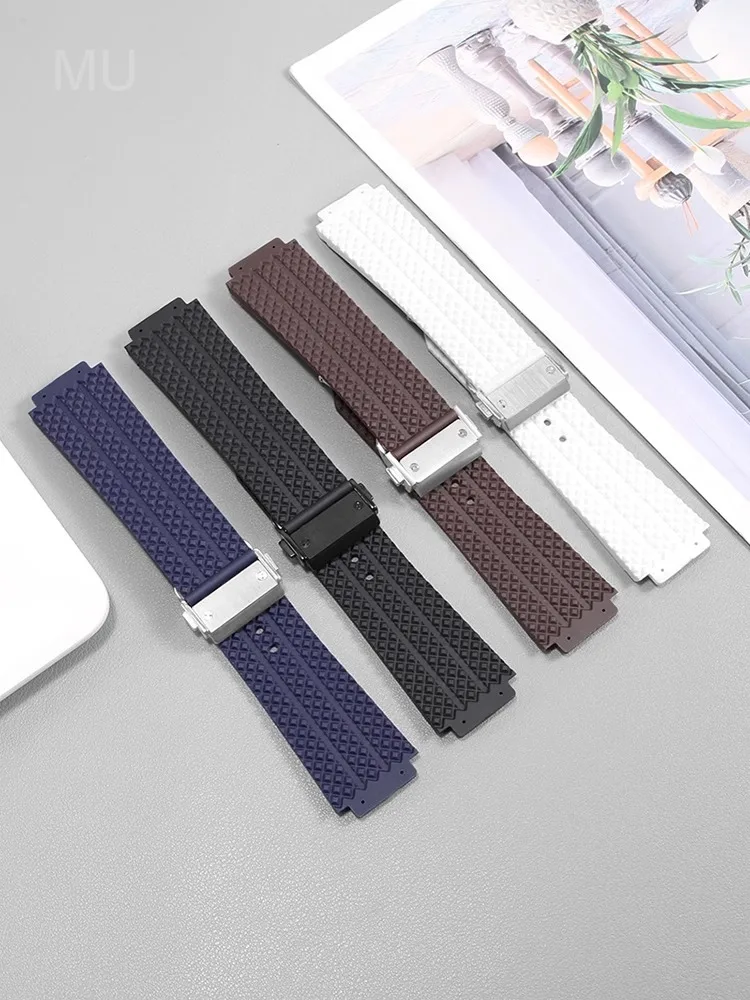 High-end Rubber Watchbands for Hublot Yubo Classic Fusion Big Bang Series Concave Convex Interface Waterproof Strap26x19 24x17mm