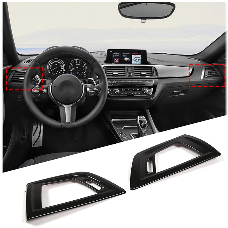 

For BMW 1 2 Series F20 F21 F22 F23 2017-2019 ABS Carbon Fiber Center Console Side Air Conditioning Vent Outlet Frame Trim