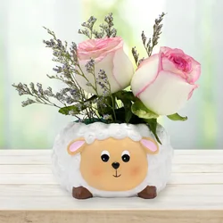 Lamb Flower Pot Creative Cute Animal Flower Pot Ornament Desktop Resin Courtyard Flower Pot Decoration Ornament Children's Gift