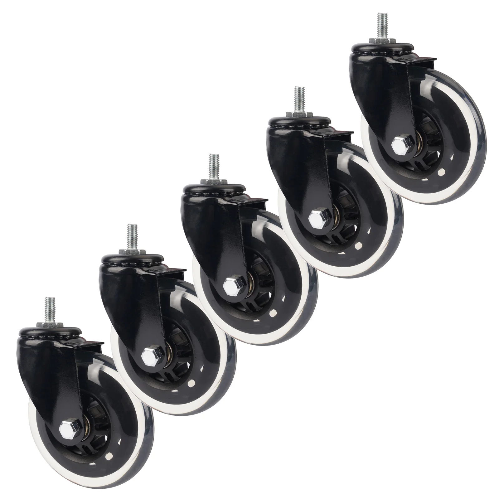 

5 Pcs 4 inch M8x17mm Caster Circlip Polyurethane Universal Furniture Wheel Skateboard Car Torsion Transparent Roller