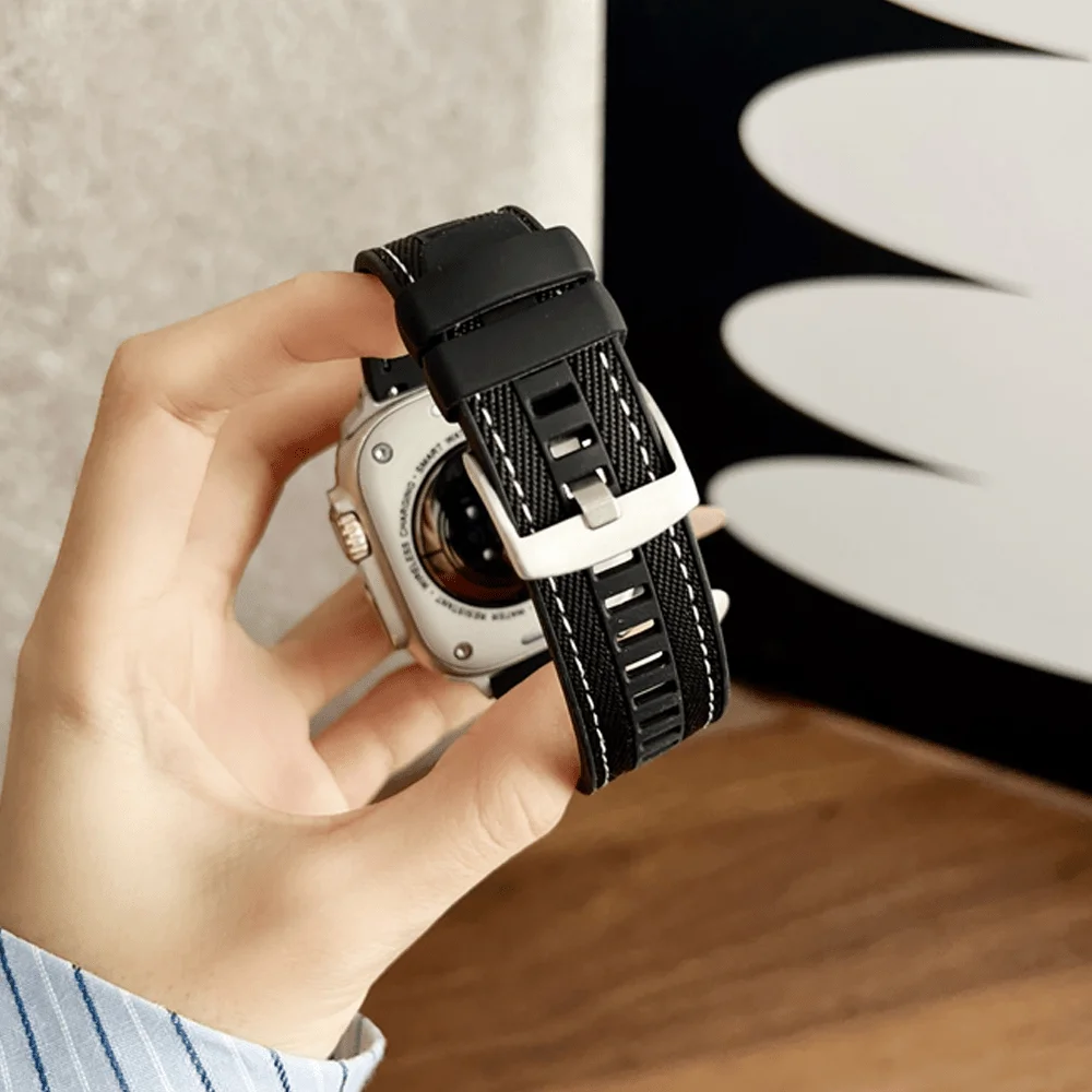 Armband aus Silikon-Verbundmaterial für Apple Watch 11 44mm 45mm 40-41mm 42-46mm, kompatibel mit iWatch Series 10 8 7 6 5 SE 9 Ultra 2-3 49mm.
