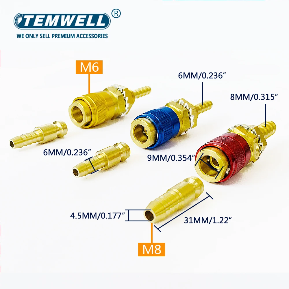 Adaptateur de gaz refroidi à l'eau, raccord de connecteur rapide pour torche de soudage TIG ou connecteur de torche de soudage MIG, fournitures de soudage