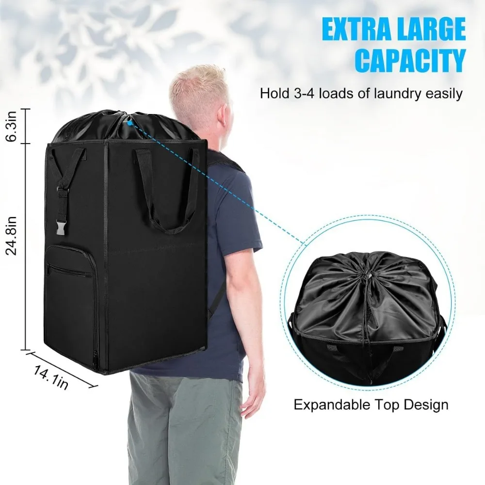 Laundry Bag Backpack, 2-in-1 Oversized Laundry Basket for College Dorm Necessities