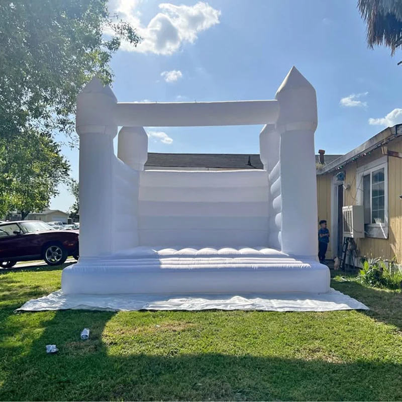 Casa de rebote de grado de 4M, color blanco, para niños, fiestas, eventos, decoración de jardín de boda, parque infantil al aire libre, Castillo saltador con soplador