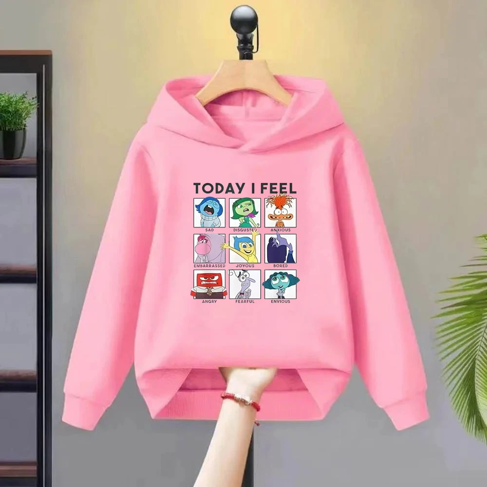

Disney Pixar Inside Out 2 Today I Feel Children's Hoodies 3-12 year Boy Girls Casual Toddle Sweatshirr tops white pink Coat
