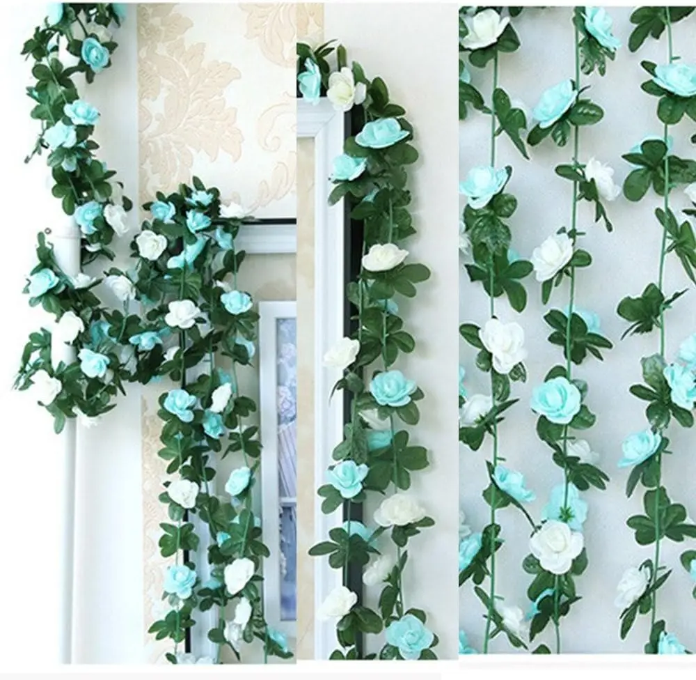 

2 Pack 2.5 m Artificial Flower Vine Rose Garland Silk Fake Flowers Hanging Decor for Hotel Office Garden Home Party Wedding dec