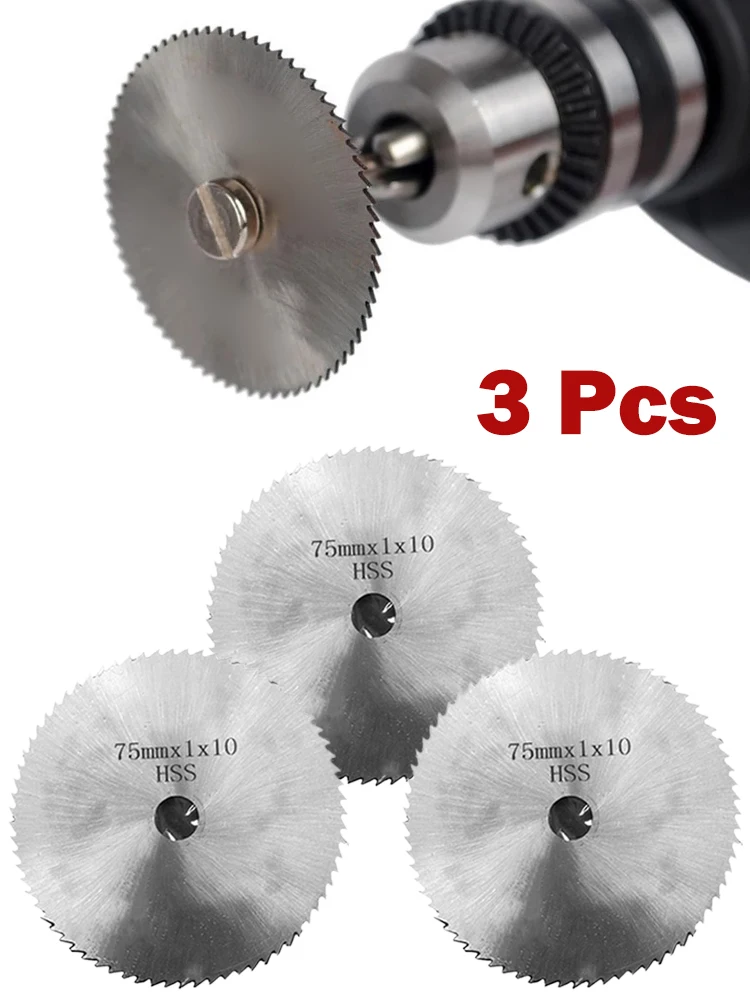 3 Pcs 3Inch Cutting Disc HSS Saw Blades 75*1*10mm For Wood Plastic Laminate Aluminum Cutting Rotary Tool Power Tool Accessories